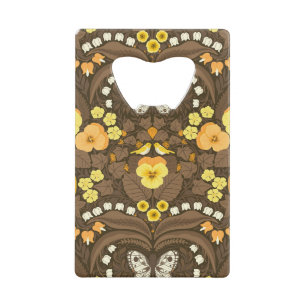 Gele pansies, vogels en vlinders kredietkaart flessenopener