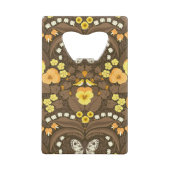 Gele pansies, vogels en vlinders kredietkaart flessenopener (Achterkant)