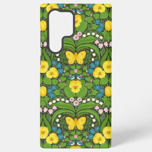 Gele pansies, vogels en vlinders samsung galaxy hoesje