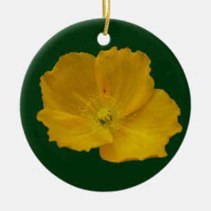 Gele papaver Alaskan Wildflower Floral Keramisch Ornament