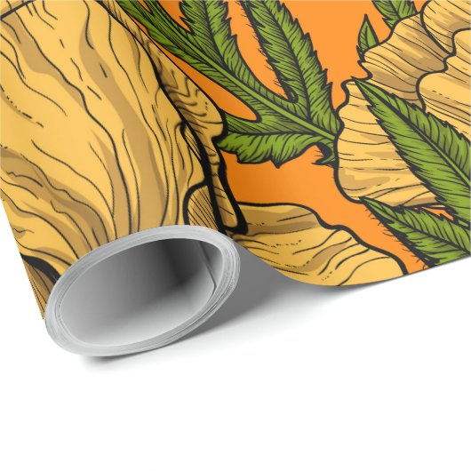 Gele papaver cadeaupapier (Rol Hoek)