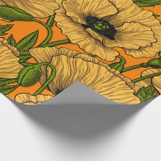Gele papaver cadeaupapier (Hoek)
