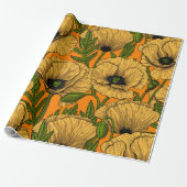 Gele papaver cadeaupapier (Uitgerold)