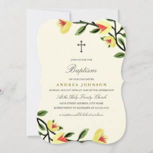 Gele papaver doop kaart
