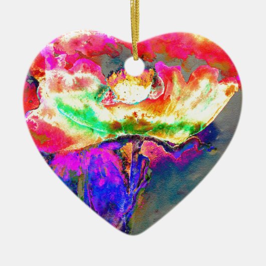 Gele papaver keramisch ornament (Voorkant)