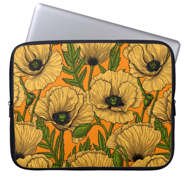 Gele papaver laptop sleeve (Voorkant)