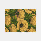 Gele papaver op donkergroen fleece deken (Voorkant (Horizontaal))