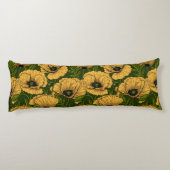 Gele papaver op donkergroen lichaamskussen (Achterkant)