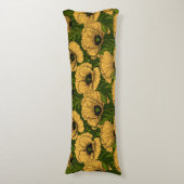 Gele papaver op donkergroen lichaamskussen (Voorkant Verticaal)