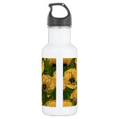 Gele papaver op donkergroen waterfles  (Achterkant)