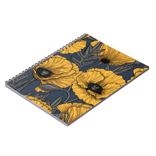 Gele papaver op zee notitieboek (Linkerzijde)