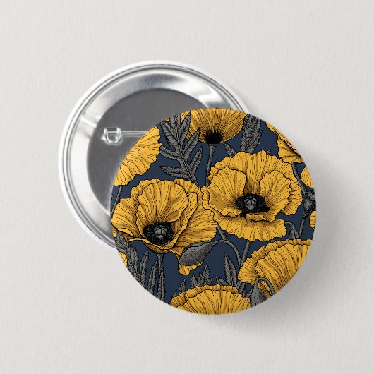 Gele papaver op zee ronde button 5,7 cm (Voorkant /achterkant)