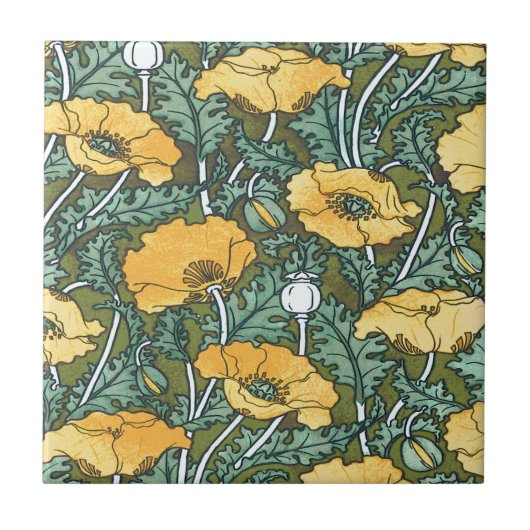 Gele papaver tegeltje (Voorkant)