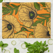 Gele papaver theedoek (Gevouwen)