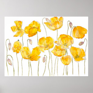 gele papaverinkt en waterverf poster