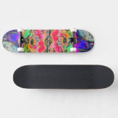 Gele papaverzwarte en witte polkadots skateboard (Horizontaal)