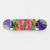 Gele papaverzwarte en witte polkadots skateboard (Horizontaal)