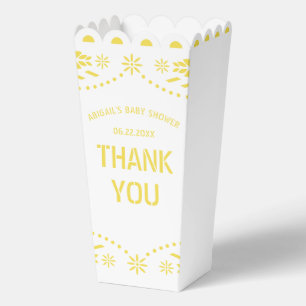 Gele papel picado bedankt baby shower bedankdoosjes