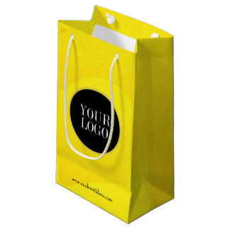 Gele papiertas met speciaal Logo Klein Cadeauzakje