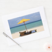 Gele paraplu rechthoekige sticker (Envelop)