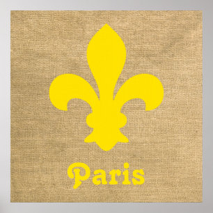 Gele parisian Moods Fleur de Lys Poster