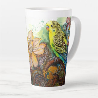 Gele parkiet met Paisley en bloemen Latte Mok