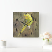  gele parkiet vierkante klok (Huis)