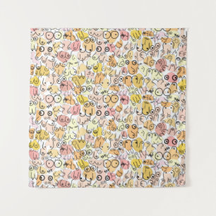 gele pastel vrouw wandkleed