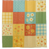 Gele Patchwork Quilt Rustieke Boerderij Bloemen Douchegordijn (Voorkant)