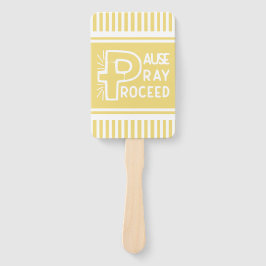 gele Pauze Pray Doorgaan Christelijk Handwaaier