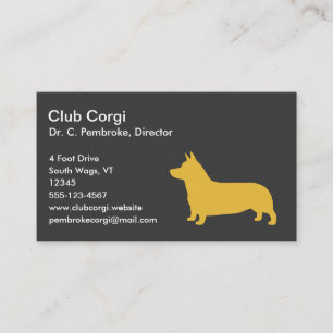 Gele Pembroke Welsh Corgi Silhouet Visitekaartje