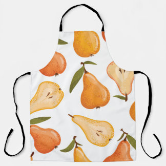 Gele peren: naadloze witte achtergrond. schort