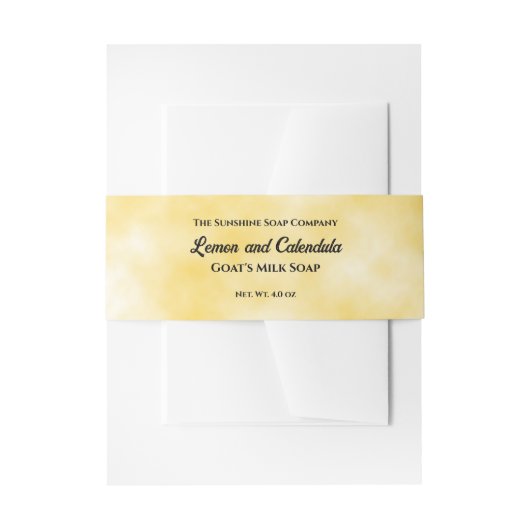 Gele perkamentpapier stijl zeep buikband uitnodigingen wikkel (Voorkant Voorbeeld)