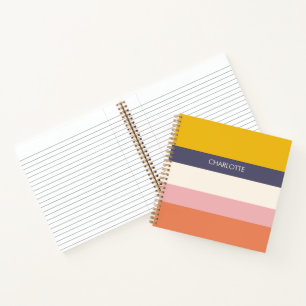 Gele perzik moderne kleurblokken strepen op maat notitieboek
