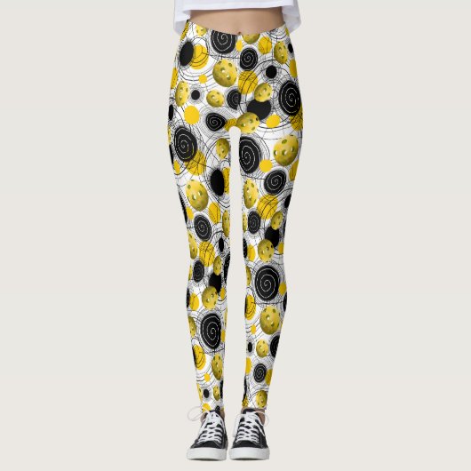 Gele pickleball leggings (Voorkant)