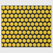 Gele pickleball op zwart cadeaupapier (Vlak)