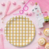 Gele Plaid Picnic Papieren Bordje (Feest)