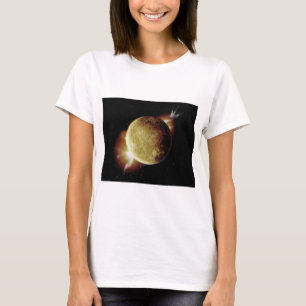 gele planeet 3d illustratie in het universum t-shirt
