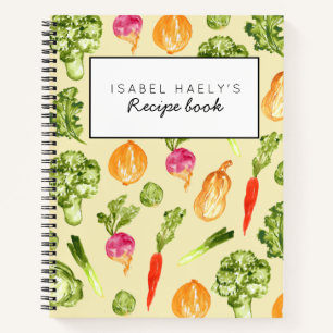Gele plantaardige gepersonaliseerde recept notitieboek