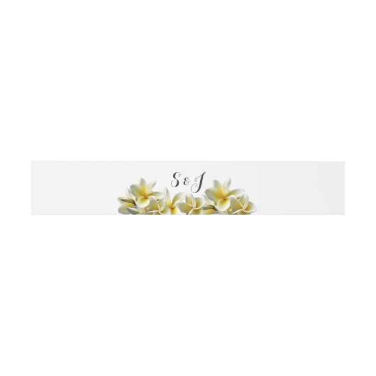 Gele Plumeria Bruiloft Monogram Belly Band Uitnodigingen Wikkel (Vlak)