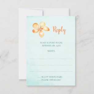 Gele Plumeria Tropische Bloemen Bruiloft RSVP Kaartje