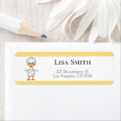 Gele Polka Dots met Duck Illustrated Address Etiket (Insitu)
