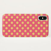 Gele polka-punten op koraal Case-Mate iPhone case (Achterkant (horizontaal))