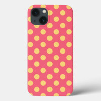 Gele polka-punten op koraal Hoesje-Mate iPhone cas