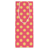 Gele polka-punten op koraal wijn cadeautas (Achterkant)