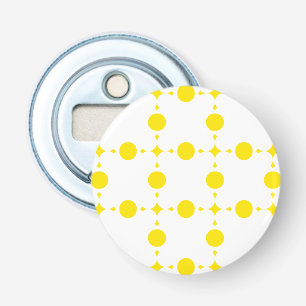 Gele polka stippen, polka stippenpatroon, stippen, button flesopener