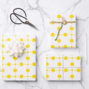 Gele polka stippen, polka stippenpatroon, stippen, inpakpapier vel