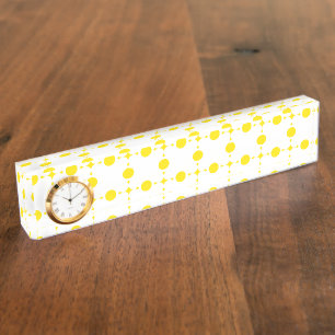Gele polka stippen, polka stippenpatroon, stippen, naambordje