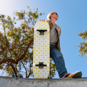 Gele polka stippen, polka stippenpatroon, stippen, skateboard