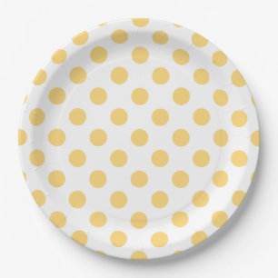 Gele polkadots papieren bordje